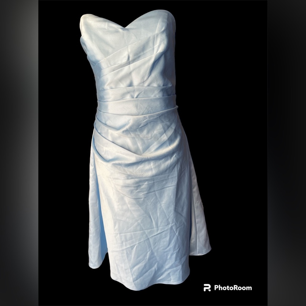 Alfred Angelo sky blue strapless dress